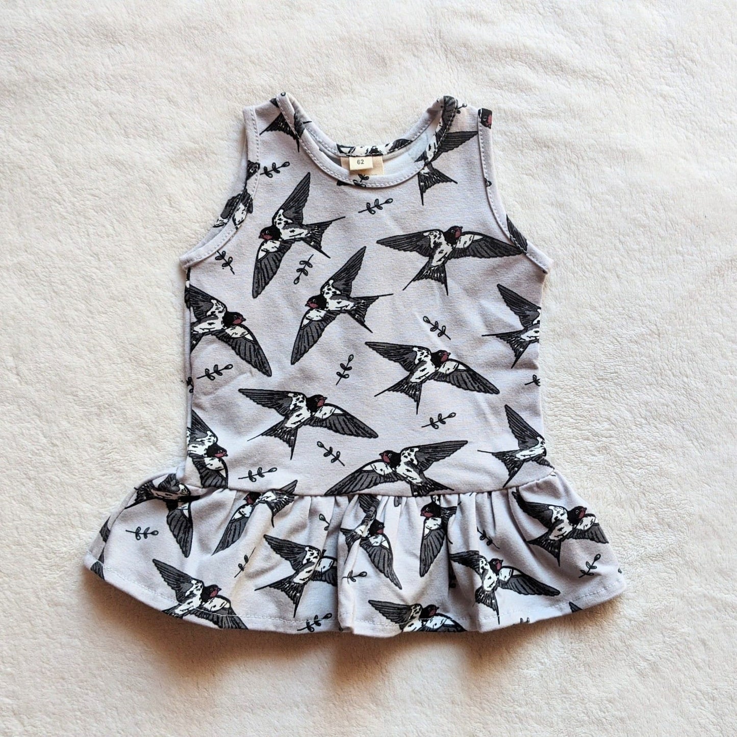 Robe manche courte imprimée oiseaux